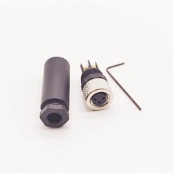 M8 Connector 3 Pin Female Plug Straight Plastic Shell Unshielded Screw-Joint for Cable