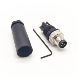 M8 Connector 4 Pin Male Straight Plastic Shell Aviation Plug Screw-Joint for Cable Unshielded