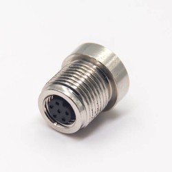 M8 Connector 6 Pin Female Socket Panel Mount Straight A Coding Solder Cup for Cable