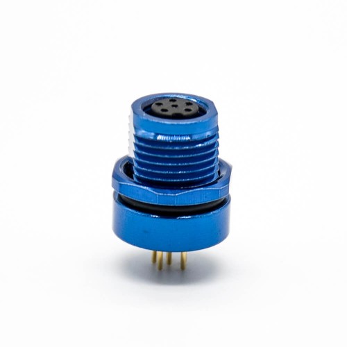 m8 connector 6pin male plug Solder Type female socket front mount straight blue Unshielded B code