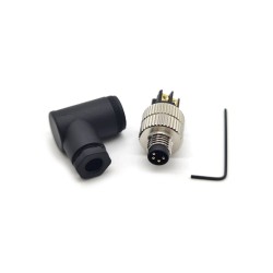 M8 Connector Coding 4Pin Assembly Male Plug Right Angle for Cable Unshielded