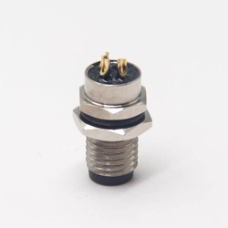 M8 Connector Screw Waterproof Socket Male Straight 3 Pin Front Blukhead Solder Cup for Cable