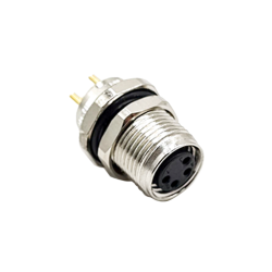 M8 Connector Waterproof Socket Straight 4 Pin Female PCB Type Panel Mount