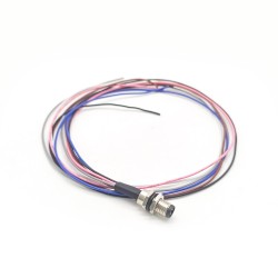 M8 Metal Connector 6Pin A Coding Straight Waterproof Front Mount Male Solder Type With 1M 26AWG Wire