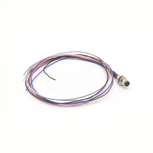 M8 Metal Connector 6Pin A Coding Straight Waterproof Front Mount Male Solder Type With 1M 26AWG Wire