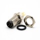 M8 Panel Mount Connector 6 Pin Male PCB Mount A Coding 180° Waterproof Front Mount Solder Type