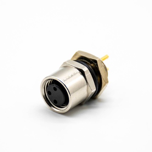 M8 PCB Connector 180° Back Mount Solder Type Waterproof 3 Pin Female Panel Receptacles