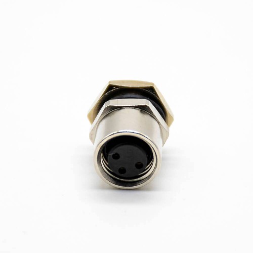 M8 PCB Connector 180° Back Mount Solder Type Waterproof 3 Pin Female Panel Receptacles