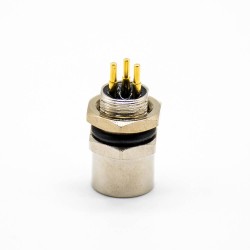 M8 PCB Connector 180° Back Mount Solder Type Waterproof 3 Pin Female Panel Receptacles
