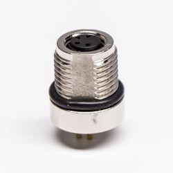 M8 PCB Connector Panel Mount Connector 4 Pin Female Front Mount Waterproof Straight Receptacle