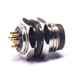 M8 PCB Mount Connector Straight A-Coding Panel Connector 6 Pin Male Back Mount PCB Socket