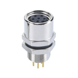 M8 PCB Panel Mount Connector 6Pin Female A Coding Back Mount Waterproof Straight Sensor Connector