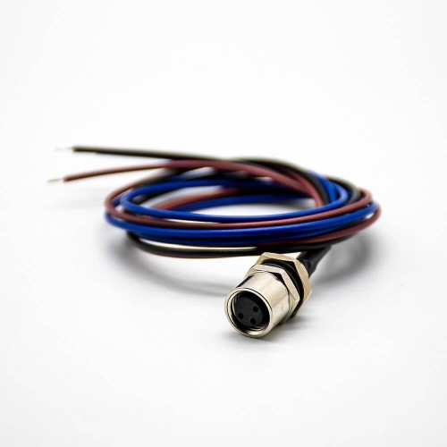 M8 Rear Panel Mount Socket 3Pin Famale Straight Wiring 0.2M Waterproof Solder Sensor Connector