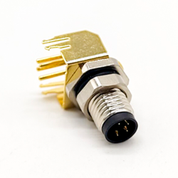 M8 Right Angle Connector Aviation Socket 4 Pin Blukhead Throught Hole for PCB Mount