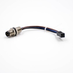 M8 Sensor Connector 3pin Male Rear Bulkhead Straight Shiled Waterproof Cable cordsets 24AWG 1M Panel Receptacles