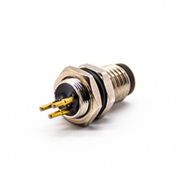 M8 Socket 3 Pin Waterproof Male Straight Rear Blukhead Dip Type PCB Mount