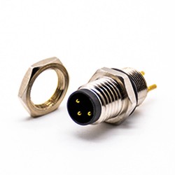 M8 Socket 3 Pin Waterproof Male Straight Rear Blukhead Dip Type PCB Mount