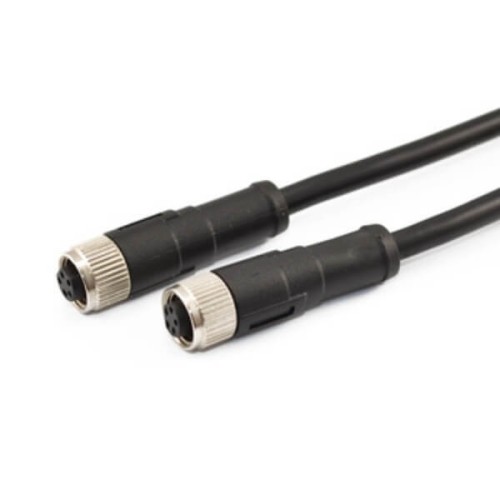 Molding Type M8 Cable Waterproof B Coding Straight Screw Joint Type 5Pin Female Plug To Female Plug With Extension Cable 1M 24AW Molding Type M8 Cable Waterproof B Coding Straight Screw Joint Type 5Pin Female Plug To Female Plug With Extension Cable 1M 24AW