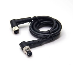 Right Angle M8 Connectors 3 Pin Male to Female Cable Cordsets 24AWG 2M
