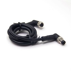Right Angle M8 Connectors 3 Pin Male to Female Cable Cordsets 24AWG 2M
