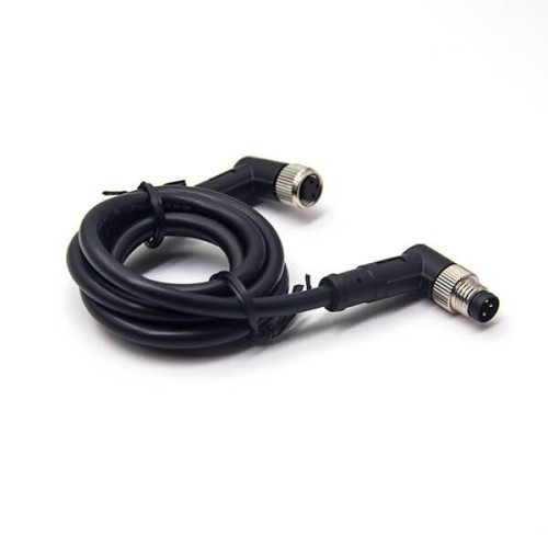 Right Angle M8 Connectors 3 Pin Male to Female Cable Cordsets 24AWG 2M Right Angle M8 Connectors 3 Pin Male to Female Cable Cordsets 24AWG 2M