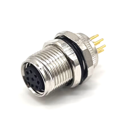 Sensor M8 Female Front Mount PCB Connector Straight Waterproof A Coding 8 Pin Panel Mount Aviation Connector