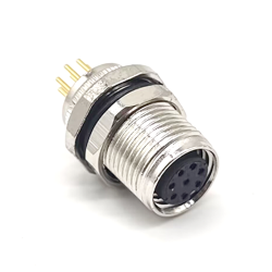 Sensor M8 Female Front Mount PCB Connector Straight Waterproof A Coding 8 Pin Panel Mount Aviation Connector
