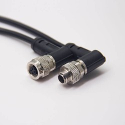 4 Pin Cable Circular Connector Waterproof Right Angle Male to Female Cordset Non-Shield