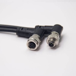 4 Pin Cable Circular Connector Waterproof Right Angle Male to Female Cordset Non-Shield