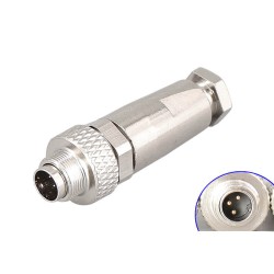 Cable Waterproof Connector M9 Male Straight Metal 3pin Field Wireable Shield Solder Type for Cable