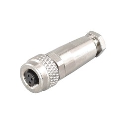 M9 Connector Metal Straight Female 3pin Wireable Waterproof Shield Connector Solder Contacts