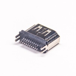 HDMI Female Connector Hole Through With 4 Legs PCB Type
