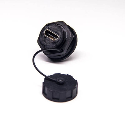 HDMI Socket Connector Waterproof IP67 Female Socket Connector Panel Mount