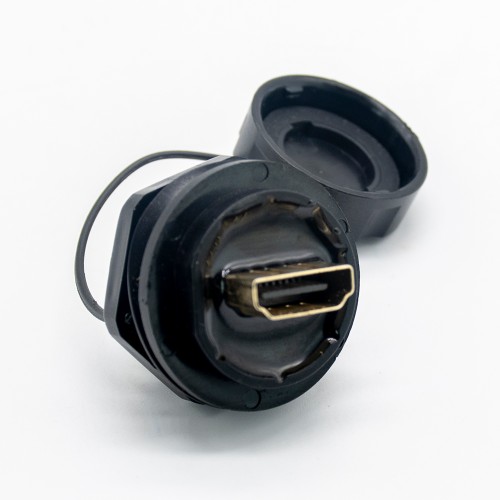 Waterproof HDMI female to female adapter 19pins Panel Mount HDMI connectors IP68 with Dust-cover Waterproof HDMI female to female adapter 19pins Panel Mount HDMI connectors IP68 with Dust-cover