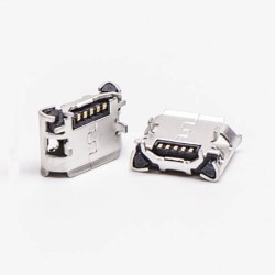 Micro Female USB 5 Pin SMT Type B 180 Degree for PCB Mount
