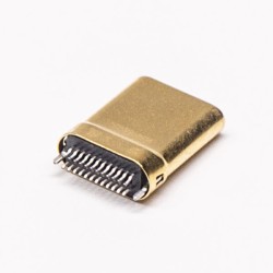 Type C 24 Pin Connector Straight Plug Through Hole Gold Plating