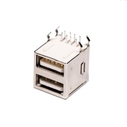 USB 2.0 High Speed Port Dual Port Type A 90° for PCB Mount