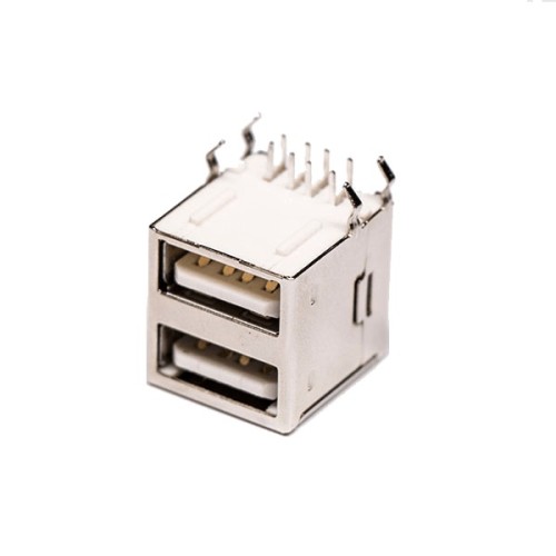 USB 2.0 High Speed Port Dual Port Type A 90° for PCB Mount USB 2.0 High Speed Port Dual Port Type A 90° for PCB Mount