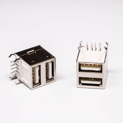 USB 2.0 High Speed Port Dual Port Type A 90° for PCB Mount