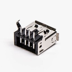 USB 2.0 Right Angled Female Type A Black DIP for PCB Mount