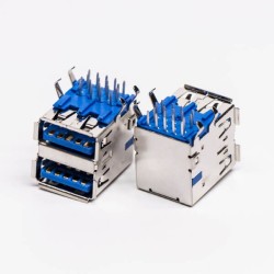USB 3.0 Dual Port Type A Female Right Angled Through Hole 20pcs