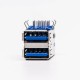 USB 3.0 Dual Port Type A Female Right Angled Through Hole USB 3.0 Dual Port Type A Female Right Angled Through Hole
