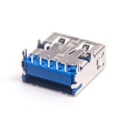 USB 3.0AF Short Type 90 Degree PA9T Blue Rubber Core 13.7mm