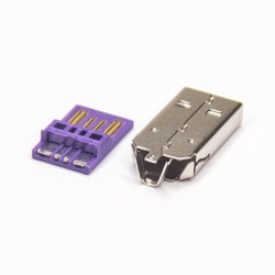 USB A with Shell 4p purple Color A Type Connector 20pcs