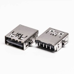 USB Through Hole Mount Female 2.0 Type A 90° Reverse for PCB