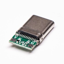 USB Type C Male 180 Degree Straight PCB Mount Connector