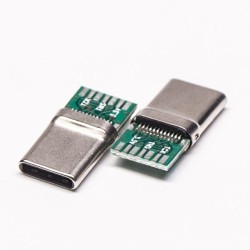 USB Type C Male Connector Straight 180 Degree