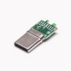 USB Type C Straight 180 Degree Plug 24 Pin Solder Type