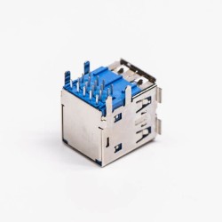 usb3.0 Type A Dual Port Female Right Angled Through Hole