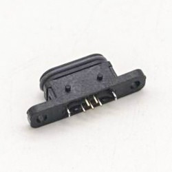 MICRO USB Connector IPX8 B Type Female 5P SMT Vertical Mounting 180 Degrees With Waterproof Ring